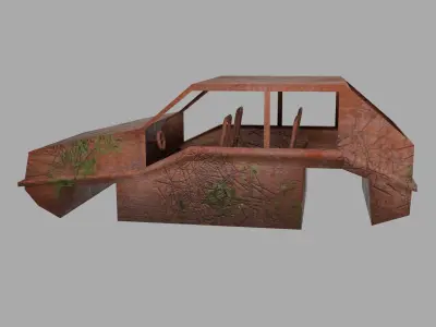 Rust Car post Car Low-poly car Free low-poly 3D model