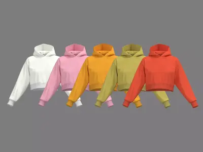 Female crop hoodie 3D model