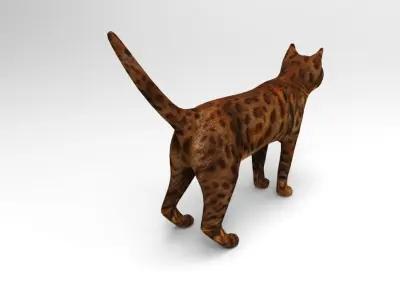 Cat game ready low poly model bengal Low-poly 3D model