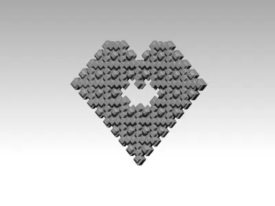 pixel love heart 3D print model