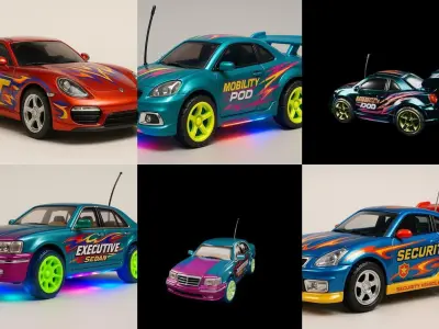 Controled Car bundle 6 pack 100 glb 3D model