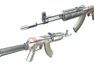 17-AK-105-gun model 3d game ready model Low-poly 3D model Low-poly 3D model