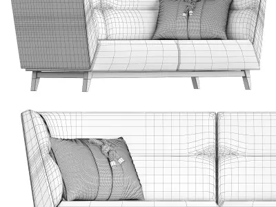 Positano Natuzzi Italia low poly 3d model Low-poly 3D model