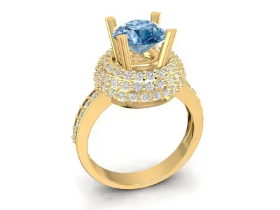 Luxury Emerald Diamond Halo Ring for Women 1773 3D print model