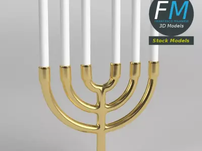Menorah gold candlestick 3D model
