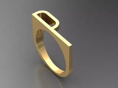 alphabet ring letter P 3D print model