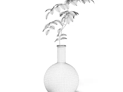 Plant in Chrome Vase 3D Model 3D model