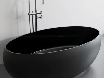 Camellia Matte Black Freestanding Stone Bath 1700mm  Low-poly 3D model