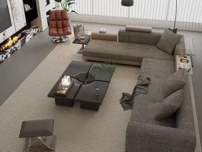 modern light luxury style living room 3D model