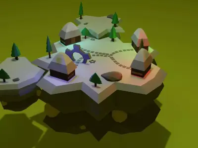 Low Poly Winter  Island Free low-poly 3D model