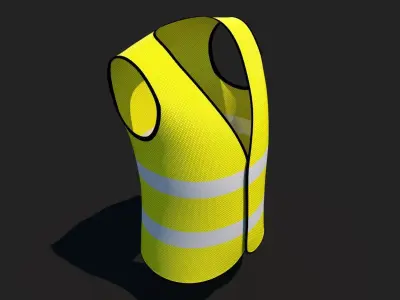 PPE Safety Hi Vis Vest in Yellow Low-poly 3D model