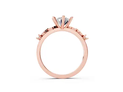 Oval Diamond Ring 3D Model with Side Diamonds 3D print model