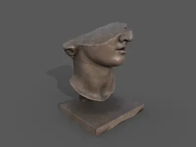 Fragmentary Colossal Head of a Youth Low-poly 3D model