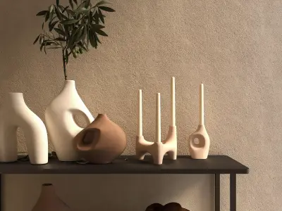 HM Stoneware Vase 1 - Light Beige - Decorative Vase 3D model