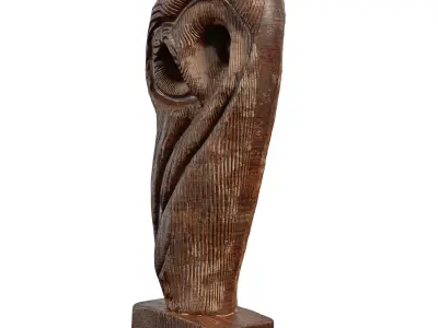 Wooden Owl Statue - Hand-Carved Animal Sculpture 3D model