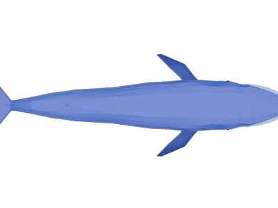 Cartoony Blue Whale Low-poly 3D model