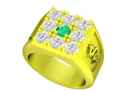 Luxury Square Pave Diamond Ring for Men 5159 3D print model