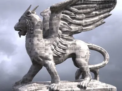 Flying Aslan Baroque Statue  3D model