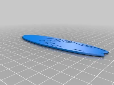 Surfboard with decorative flames Free 3D print model