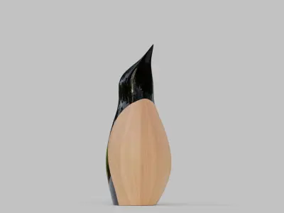wooden carving penguin Showpiece 3D model
