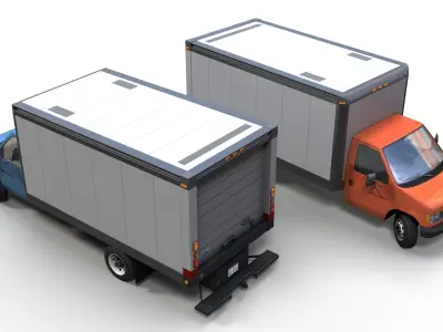 Industrial van box truck Low-poly 3D model