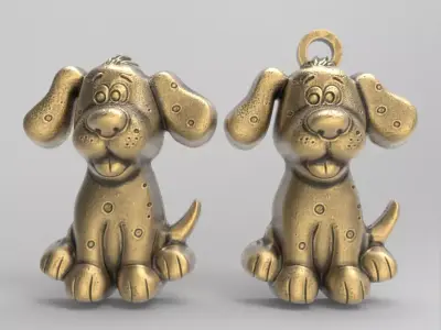 dog keychain decor  3D print model