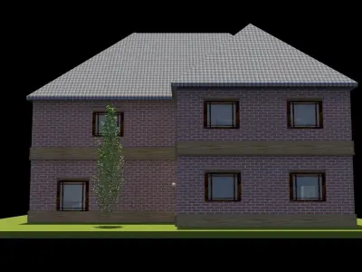 Two Stories House with interiors Model D52A Free 3D model