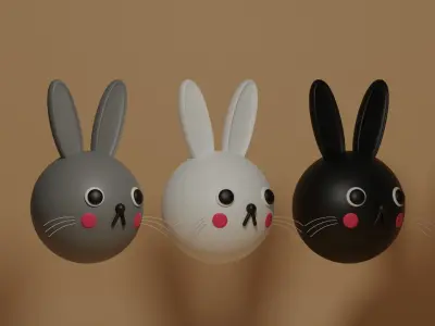 Cartoon Cute Bunny Rabbit Collection 3D model