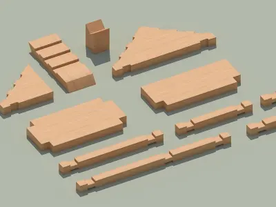 Asset parts for wooden house Free 3D model