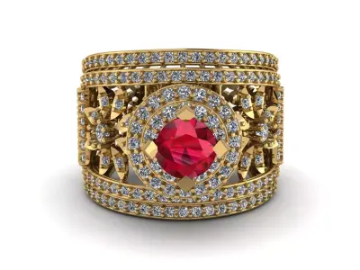 QUEEN ENGAGEMENT RUBY RING  3D PRINTBLE MODEL 3D print model