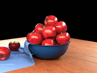 Realistic Red Apples in the Bowl 3D model