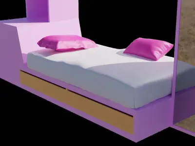lit avec armoire  Free 3D model