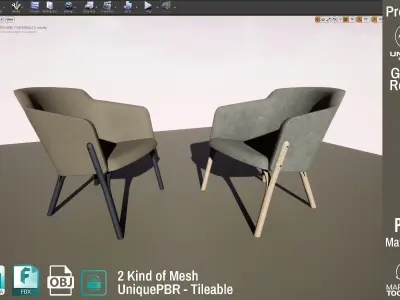 Ton Split Lounge ArmChair Design PBR - Lumion - UE4 Low-poly 3D model