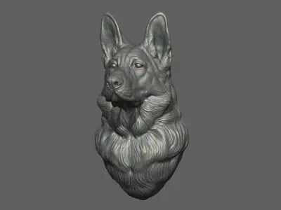 German shepherd bust 3D print model