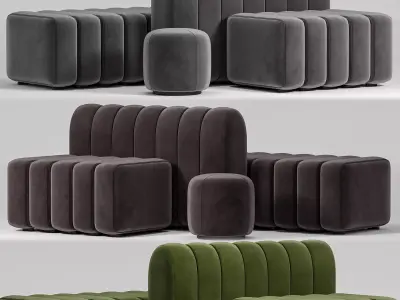 Pouf Sets Bob Hide by Bla Station 3D model