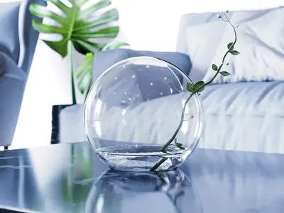 White Living Room Interior scene 3D model