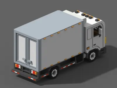 Voxel Refrigerator Truck Low-poly 3D model