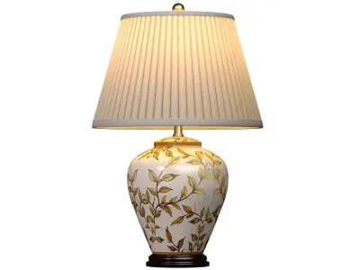 Leaves Brown Chinese Gold Nightstand European Table Lamp 3D model