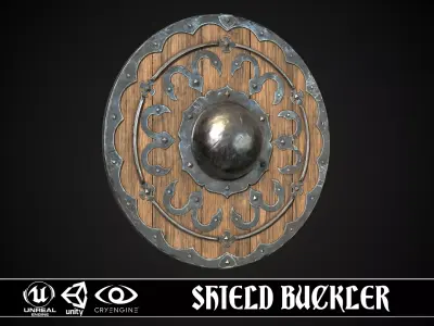 Shield Buckler 02 Low-poly 3D model