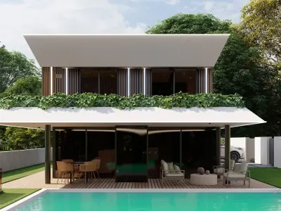 Modern Luxury Villa 3D Model with Pool and Elegant Interior 3D model