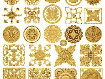 Stucco collection ceiling rosette 2 3D model