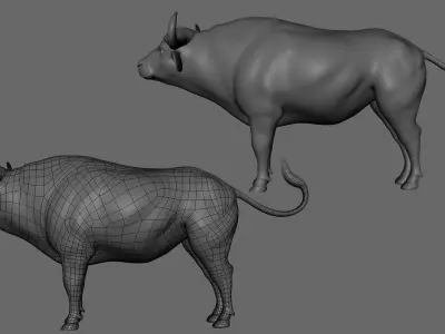African Buffalo Low-poly 3D model