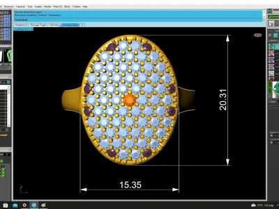 Luxury Oval Pave Diamond Ring for Women 4526 3D print model