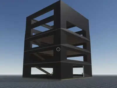 Free Grey Building With Elevator Free low-poly 3D model