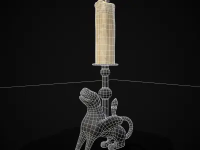 Bronze Chimera Candlestick Low-poly 3D model