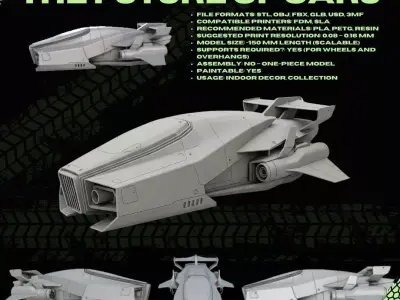 3D Printable Sci Fi Flying Car  Iconic Spinner Model 3D print model