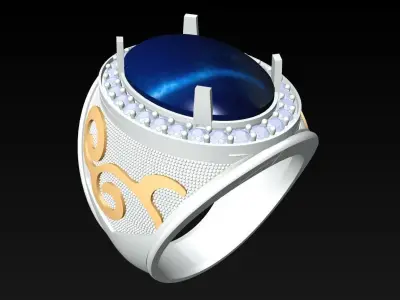 Oval stone ring - Mens Rings - N5278 3D print model