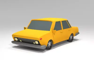Classic yellow car Low-poly 3D model
