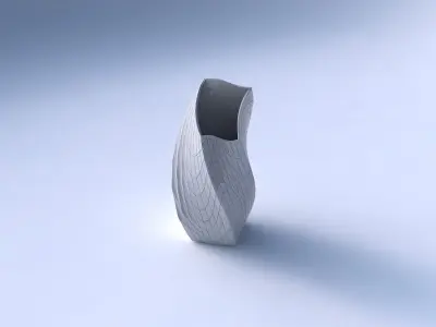 Vase twisted bent quadratic with wavy grid plates 3D print model
