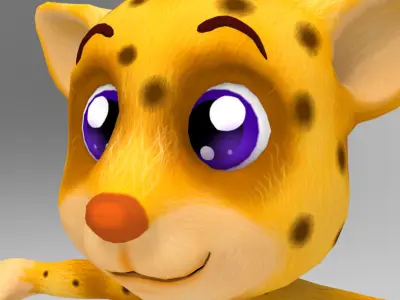 Cheetah Cartoon Low-poly 3D model